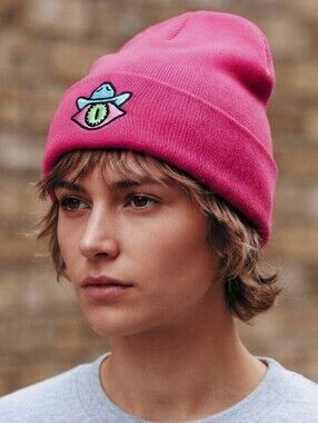 Meow Wolf Pink Embroidered Beanie NWT